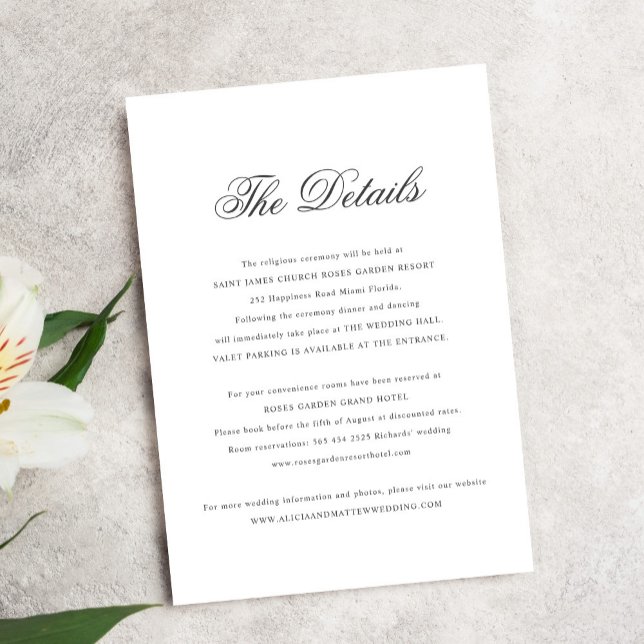 Information om klassisk calligraphy bröllop i eleg tilläggskort (Skapare uppladdad)