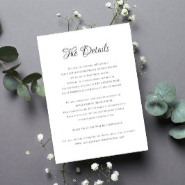 Information om klassiskt bröllop för kalligrafi fö tilläggskort