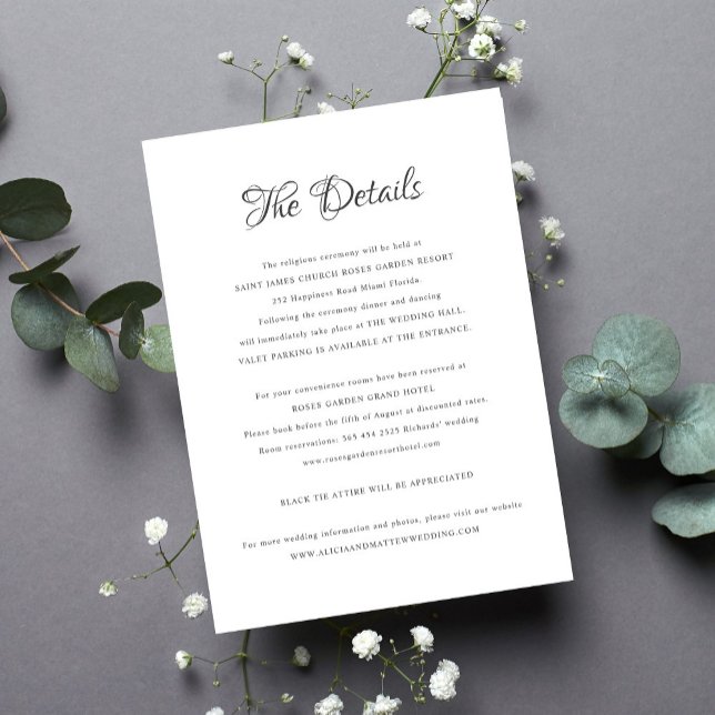 Information om klassiskt bröllop för kalligrafi fö tilläggskort (Skapare uppladdad)