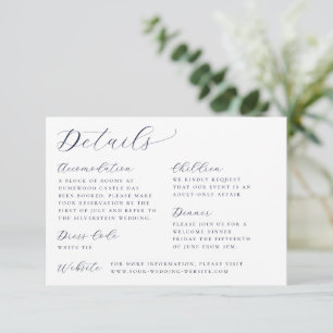 Information om klassiskt Calligraphy White Bröllop Tilläggskort