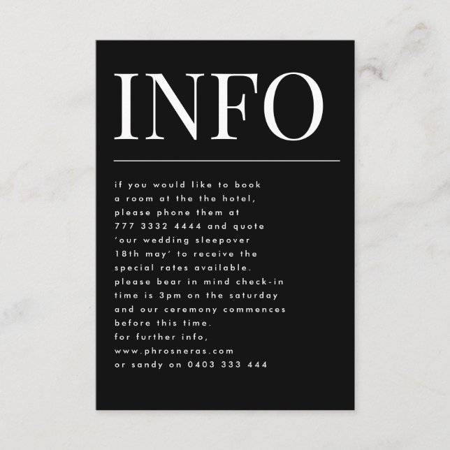 Information om klassiskt stort monogram, Onyx Tuxe Tilläggskort (Framsida)