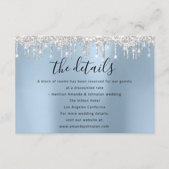 Information om kortet för Bröllop - blått Tilläggskort (Framsida)