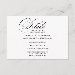 Information om kortet för det formella Eleganten Tilläggskort
