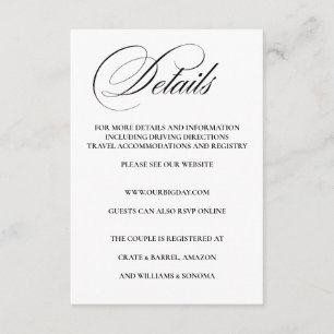 Information om kortet för det formella Eleganten Tilläggskort
