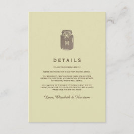 Information om Land Burlap Mason Burk Bröllop Tilläggskort