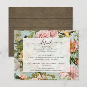Information om land Chic Blommigt Dusty Rosa Blue Inbjudningar