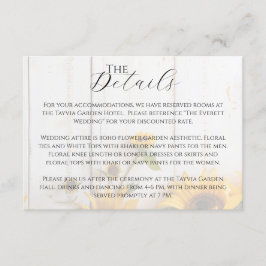 Information om land Solros White Barn Wood Bröllop Tilläggskort