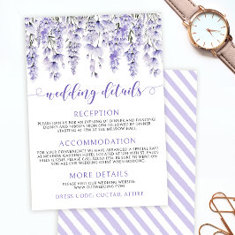 Information om Lavender blommigt elegant bröllop Tilläggskort
