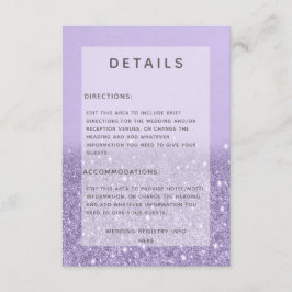 Information om Lavender Glitter Modern Bröllop Tilläggskort
