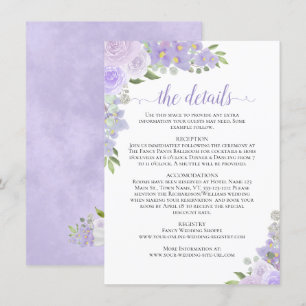 Information om Lavender Ro Rustic Boho Chic Bröllo Tilläggskort