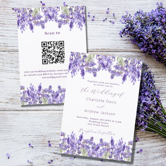 Information om Lavender violetta blommigtar QR OSA Inbjudningar (Skapare uppladdad)