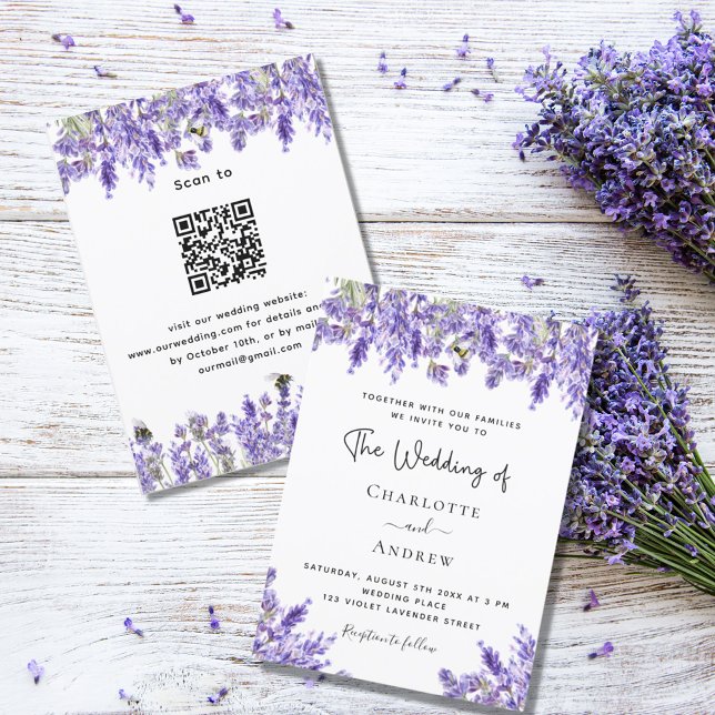 Information om Lavender violetta blommigtar QR OSA Inbjudningar (Skapare uppladdad)