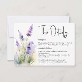 Information om Lavender Watercolor Bröllop OSA Kort