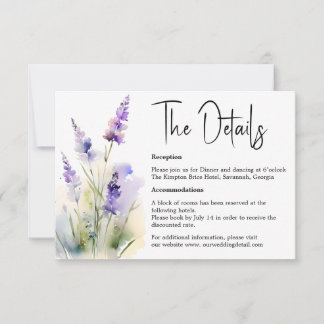 Information om Lavender Watercolor Bröllop OSA Kort