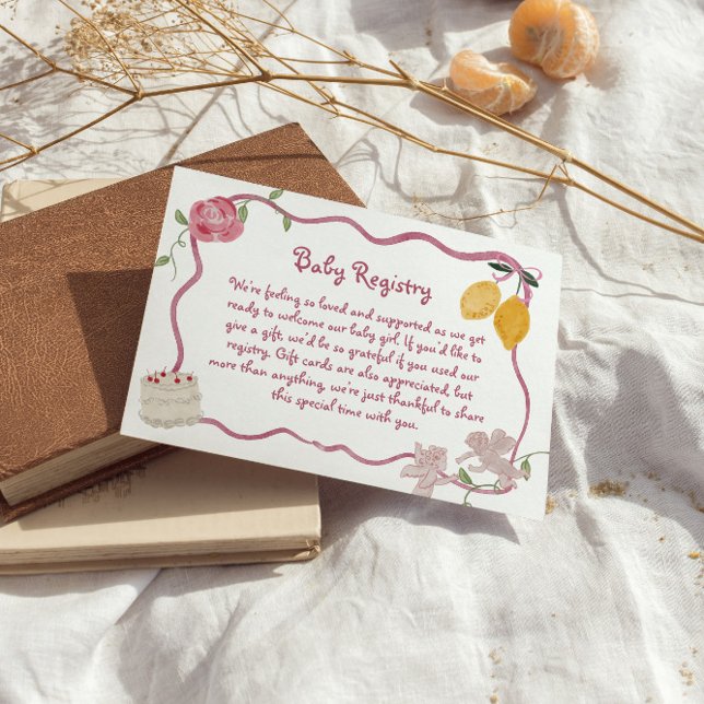 Information om Lemon Flicka Gift-registret Tilläggskort (Lemon Baby Girl Gift Registry Enclosure Card)