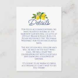 Information om Lemon Gult Summer Elegant bröllop Tilläggskort
