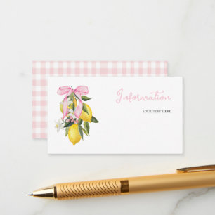 Information om Lemon Rosa Bow coquette babydusch Tilläggskort