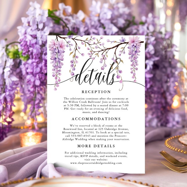 Information om Lila av Wisteria Calligraphy med bl Tilläggskort (Skapare uppladdad)