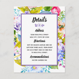 Information om lila Blommigt Romantic Bröllop Tilläggskort