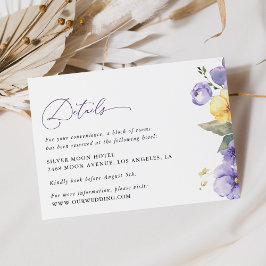 Information om lila blommor, Gula blommor, Bröllop Tilläggskort
