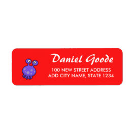 Information om lila främmande anpassningsbar på rö returadress etikett