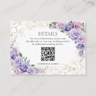 Information om lila Lilac Lavender Blommigt Bröllo Tilläggskort