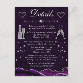 Information om lila och Silver Glitter Agate Bröll Tilläggskort