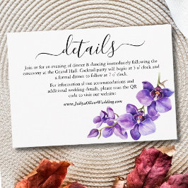 Information om lila och vit Orchid bröllop Tilläggskort