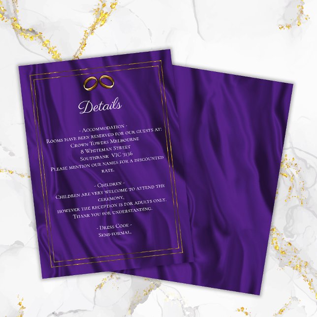 Information om lila Shimmer & Guld Ringar Bröllop Tilläggskort (Skapare uppladdad)