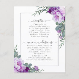 Information om lila & Silver Elegant Blommigt Bröl Tilläggskort