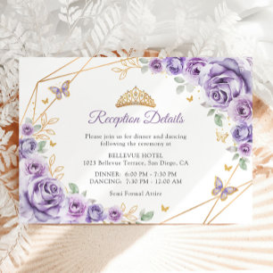 Information om Lilac Lila Guld Blommigt Quinceaner Tilläggskort