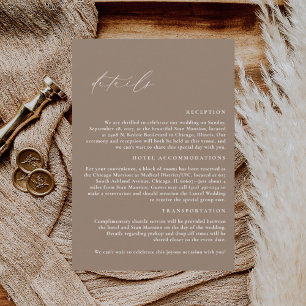 Information om LILLIE Elegant Mocha Brown Bröllop Tilläggskort