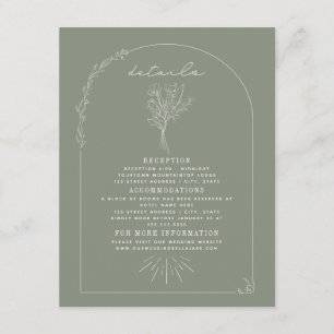 Information om Line Art Bouquet Sage Grönt Bröllop Tilläggskort