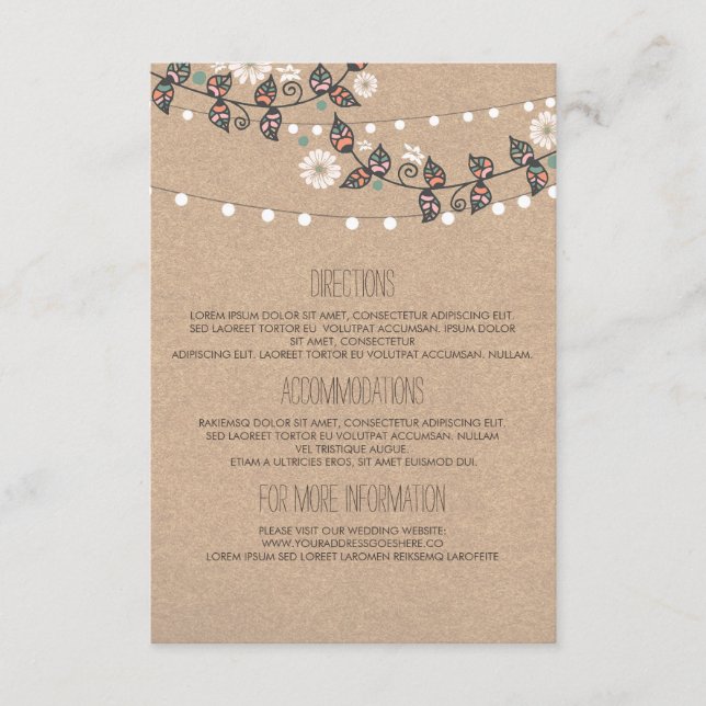 Information om ljus Gren Bröllop - Information Tilläggskort (Framsida)