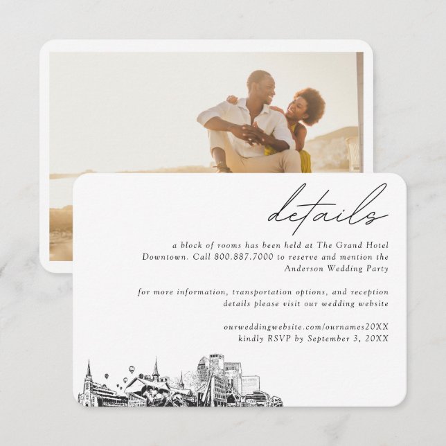 Information om Louisville Bröllop Hotel Room Block Tilläggskort (Fram/baksida)