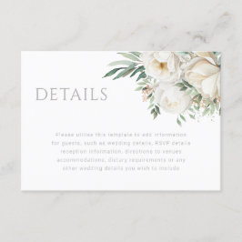 Information om Löv och vit blomma i Bröllop Tilläggskort
