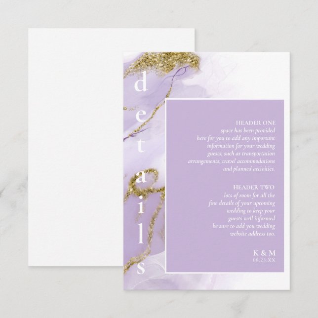 Information om Lux Bläck Lavender-Abstrakten ID990 Tilläggskort (Fram/baksida)