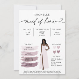 Information om Maid of honor Info Card Brudens sid Inbjudningar