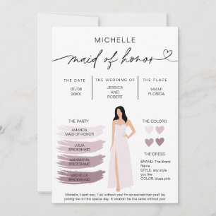Information om Maid of honor Info Card Brudens sid Inbjudningar