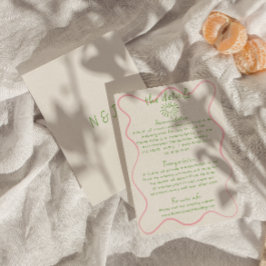 Information om manuell ritad Retro Funky Bröllop Tilläggskort