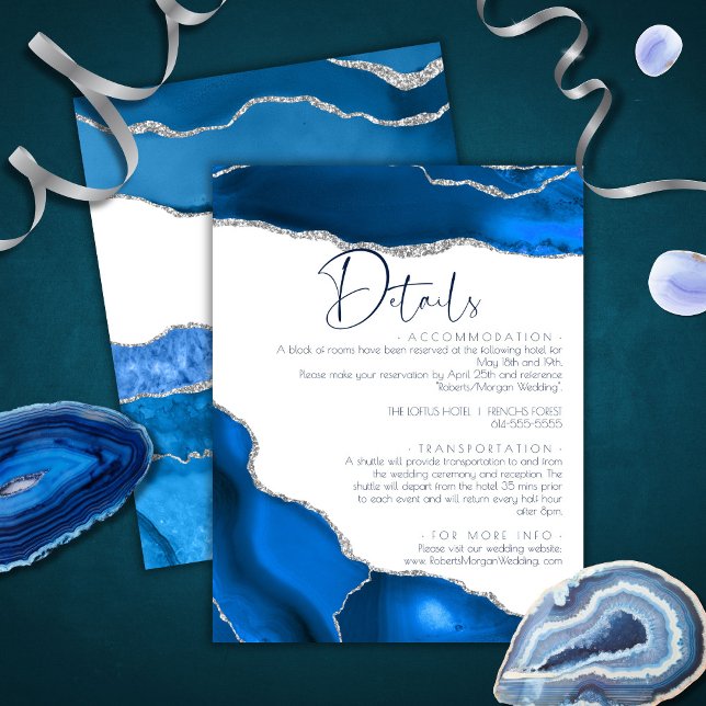 Information om Marble Agate Royal blue bröllop Tilläggskort (Skapare uppladdad)