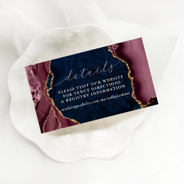 Information om marin flotta, Burgundy & Guld Agate Anteckningskort