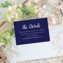 Information om marinblått enkelt Stil Bröllop Tilläggskort