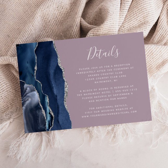 Information om marinblått Silver Agate Mauve Bröll Tilläggskort (Skapare uppladdad)