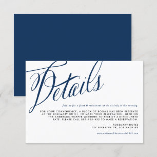 Information om marint Blue Rustic Calligraphy Bröl Tilläggskort