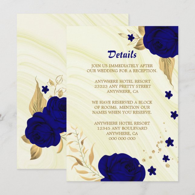 Information om marmor till blommigten royal Blue g Tilläggskort (Fram/baksida)