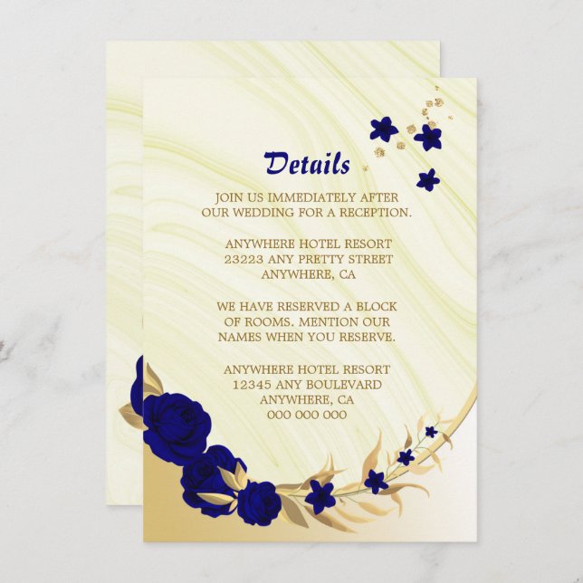 Information om marmor till blommigten royal Blue g Tilläggskort (Fram/baksida)