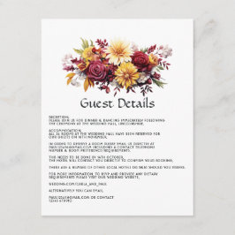 Information om maron och Gult Blommigt Bröllop gäs Tilläggskort