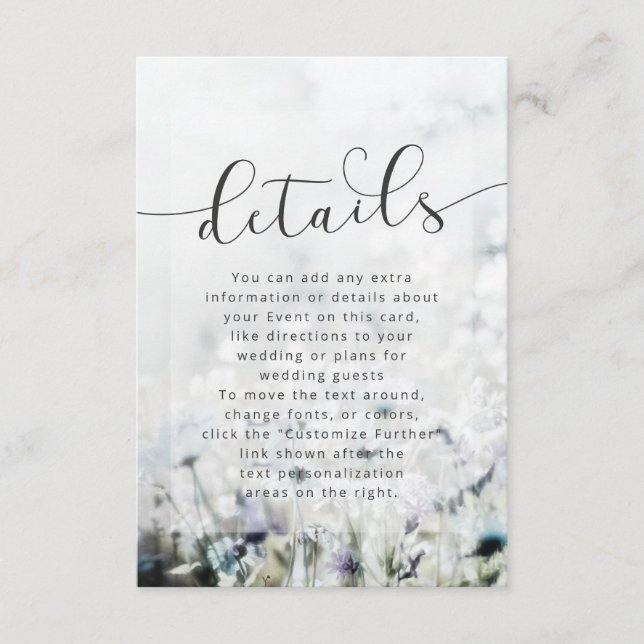 Information om Meadow Sång toning av Wildblommor B Tilläggskort (Framsida)