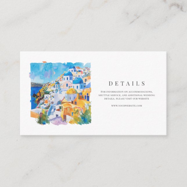 Information om Medelhavets vattenfärg Bröllop Tilläggskort (Framsida)